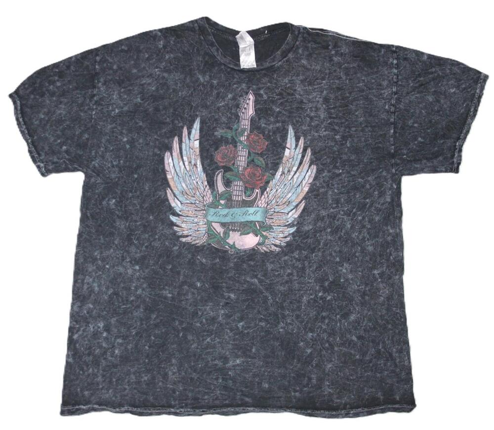 Colorstone Shirt Mens XL Black Short Sleeve Rock Guitar Wings Graphic Crewneck